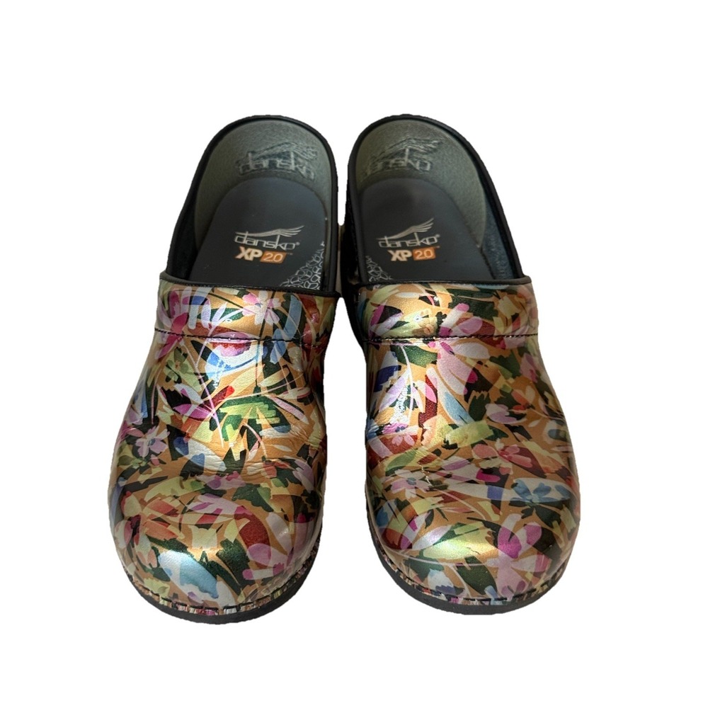 Dansko XP‎ 2.0 Professional Clog Meadow Patent Leather Floral Colorful Slip On